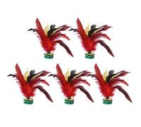 NUMNBE Volante de Plumas 20CM, Juego de Entretenimiento con 5 PCS, Material de Pluma Real y Base de Caucho Estable - Resistente, Colorido y Ligero para Juegos y Competición Familiar