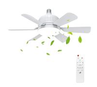 NUMNER Ventilador de techo con luz LED y mando a distancia, ventilador de techo regulable, bombilla de 40 W, techo E27, 3 velocidades, 2 colores (blanco)
