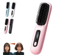 Numoya Go Brush Pro, Peine Alisador Rechargeable Cordless Mini Hair Straightener Comb, Portátil, ABS, Acrilonitrilo Butadieno Estireno, Batería, 3 Velocidades, 2 Configuraciones, 200°C, Pelo, Rosa