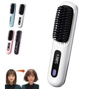 Numoya Go Brush Pro, Peine Alisador Rechargeable Cordless Mini Hair Straightener Comb, Portátil, ABS, Blanco
