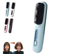 Numoya Portable Straightener Brush, Numoya Go Brush Pro, Numoya Styling Brush, Numoya Straightener Rechargeable Cordless Mini Hair Straightener Comb (Blue)