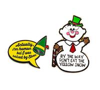 Numskull Pin Kings Official Elf Snowman - Insignias coleccionables de metal esmaltado, juego de dos pines esmaltados en una tarjeta de respaldo, talla única, Metal esmaltado, No es una piedra preciosa
