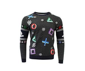 Numskull PlayStation Symbols - Jersey de Punto Unisex Oficial de Color Negro, Talla XXL, Feo, PlayStation Symbols Negro, XXL