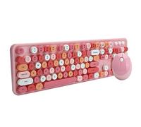 Nunafey Ratón Inalámbrico, Botones Multimedia Teclado de Membrana Soporte Ajustable Cómodo Teclado Y Ratón Combo para XP / Win7 / Win8 / Win10(Versión de Color Mezclado Rosa Dulce)