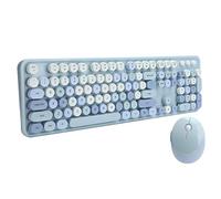 Nunafey Ratón Inalámbrico, Botones Multimedia Teclado de Membrana Soporte Ajustable Cómodo Teclado Y Ratón Combo para XP / Win7 / Win8 / Win10(Versión de Color Mezclado Azul Dulce)