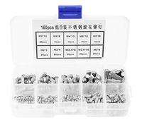 Nunafey Remaches macizos de Acero Inoxidable Juego de Remaches Remache Macizo, Remachadora de 160 Piezas, para Placas de identificación para Pegar Etiquetas de Productos