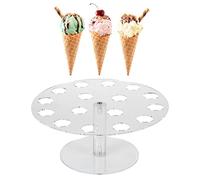 Nunafey Soporte de Cono Transparente, Soporte de Rollo de Sushi de 16 Agujeros, Soporte de Helado, Soporte de Helado de acrílico, para Conos de Helado de Rollo de Mano de Sushi