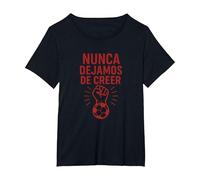 Nunca Dejamos De Creer Afición Atlético Madrid Camiseta, Mujer Tallas Grandes, Negro, 4XL Grande
