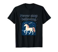 Nunca Dejes de Creer en el Cielo Nocturno mágico de los Unicornios Camiseta
