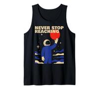 Nunca Dejes de Llegar a Astronauta Retro Espacio Cosmos Motivación Camiseta sin Mangas