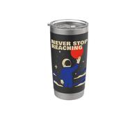 Nunca dejes de llegar a Astronauta Retro Espacio Cosmos Motivación Vaso térmico de acero inoxidable de doble pared