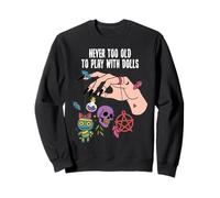 Nunca Demasiado Viejo para Jugar con muñecas Halloween Divertido Humor Bruja Sudadera
