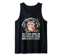 Nunca discutas con una Chica Corta Que Tiene una A, Bonito diseño de búho Camiseta sin Mangas