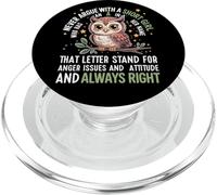 Nunca discutas con una Chica Corta Que Tiene una A, Bonito diseño de búho PopSockets PopGrip para MagSafe