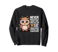 Nunca discutas con una Chica Corta Que Tiene una A, Bonito diseño de búho Sudadera