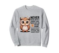 Nunca discutas con una Chica Corta Que Tiene una A, Bonito diseño de búho Sudadera