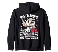 Nunca discutas con una Chica Corta Que Tiene una A, Bonito diseño de búho Sudadera con Capucha
