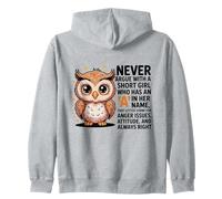 Nunca discutas con una Chica Corta Que Tiene una A, Bonito diseño de búho Sudadera con Capucha