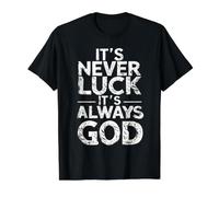 Nunca es Suerte, Siempre es Dios Camiseta gráfica económica, Hombre, Negro, XL