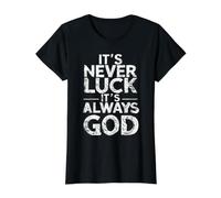 Nunca es Suerte, Siempre es Dios Camiseta gráfica económica, Mujer, Negro, XL
