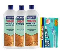 Nunca - Juego de 3 paquetes de detergente para limpieza de suelos parqué, 1 litro y 50 paños electrostáticos atrapapolvos 22 x 29 cm.
