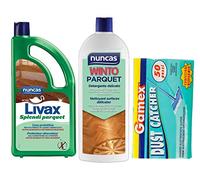 Nunca - Juego de detergente para limpieza de suelos - Livax cera espléndidos parqué, 1 litro - WINTO PARQUET 1 litro más 50 paños electrostáticos atrapapolvos 22 x 29 cm.