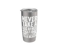 Nunca lleve a un perro llamado tiburón a una playa - Fun Vacation Beach Vaso térmico de acero inoxidable de doble pared