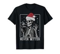 Nunca Mejor, Divertido Sombrero navideño con Forma de Esqueleto de Papá Noel para Amantes del café Camiseta