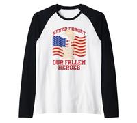 Nunca Olvides a Nuestros héroes caídos Divertido conmemorativo del Día de los Veteranos Camiseta Manga Raglan
