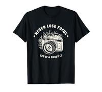 Nunca Pierdas el Enfoque Diseño de fotógrafo de cámara Vintage Camiseta