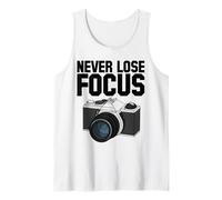 Nunca pierdas el foco, cámara retro, fotógrafo Camiseta sin Mangas