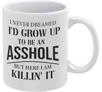 Nunca soñé que sería un imbécil de mayor, pero aquí estoy, matándolo todo. Taza de café, taza de café novedosa, taza de té de cerámica con impresión de doble cara para mamá, papá, amigo, esposa, espos