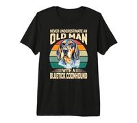 Nunca Subestimes a un Anciano con un Perro Bluetick Coonhound Camiseta Premium