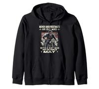 Nunca subestimes a un anciano con una moto de cross nacida en mayo Sudadera con Capucha