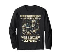 Nunca subestimes a un anciano con una moto de cross nacido en abril Manga Larga