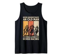 Nunca Subestimes a un Anciano Que ama Las Carreras de Caballos Divertido Camiseta sin Mangas