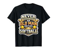 Nunca Subestimes a un Anciano Que Juega Jugador de softbol Masculino Camiseta