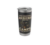 Nunca subestimes a un anciano que todavía acampa en los setenta Vaso térmico de acero inoxidable de doble pared