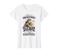 Nunca Subestimes a un Anciano Que todavía Toma Fotos de los años 80 Camiseta gráfica económica, Mujer, Blanco, XL