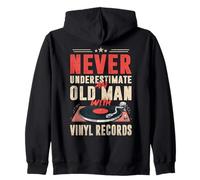 Nunca subestimes a un viejo con un reproductor de LP de discos de vinilo Sudadera con Capucha