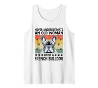 Nunca subestimes a una anciana con un bulldog francés Camiseta sin Mangas