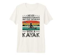 Nunca Subestimes a una anciana con un Kayak remando Camiseta Premium