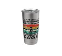 Nunca subestimes a una anciana con un kayak remando Vaso térmico de acero inoxidable de doble pared