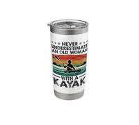 Nunca subestimes a una anciana con un kayak remando Vaso térmico de acero inoxidable de doble pared