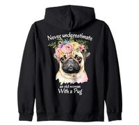 Nunca subestimes a una anciana con un pug mamá mamá abuela Sudadera con Capucha