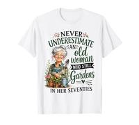Nunca Subestimes a una anciana Que todavía Trabaja en Sus 70 años Camiseta