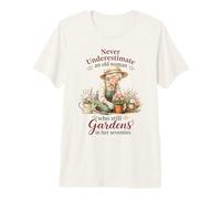 Nunca Subestimes a una anciana Que todavía Trabaja en Sus 70 años Camiseta Premium
