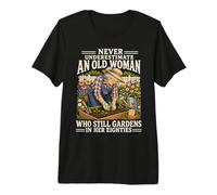 Nunca Subestimes a una anciana Que todavía Trabaja en Sus 80 años Camiseta Premium