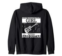 Nunca subestimes a una chica con bajo Mujer Bajo Sudadera con Capucha