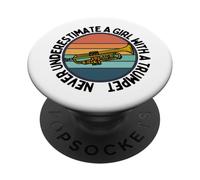 Nunca Subestimes a una Chica con Trompeta Mujeres trompetista PopSockets PopGrip Adhesivo